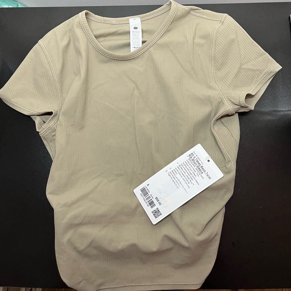 Lululemon All It Takes Back Twist Rib Short Sleeve – Sheer Oak – Size 8 – NWT
